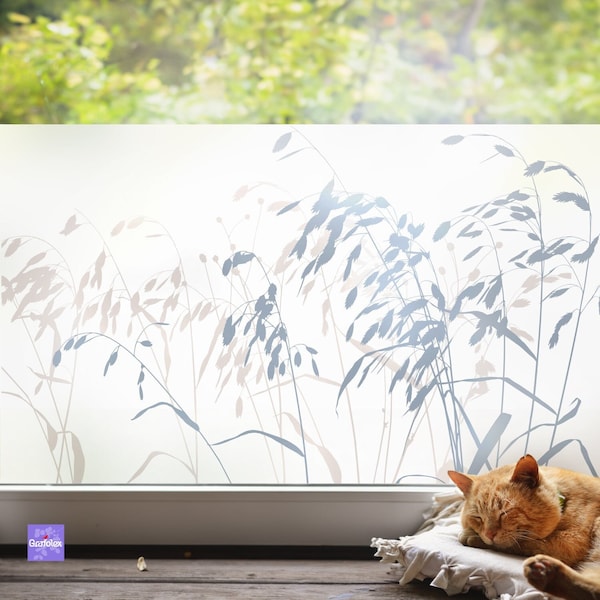 Window film privacy film "Nature Grasses" printed opaque window film glass sticker privacy decor frosted glass film motif g804