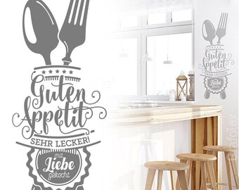 Wandtattoo Guten Appetit für Küche Esszimmer Cafe Wandaufkleber Wandsticker Wandbild Wand Deko Sticker Aufkleber  w503