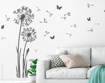 Wandtattoo Pusteblume Schmetterlinge Löwenzahn Wandsticker Wandaufkleber Wand Sticker Tattoo Aufkleber Dandelion Wall Decal Vinyl Decor w332