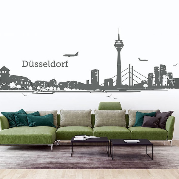 Wandtattoo Skyline Düsseldorf Wandaufkleber Wandsticker Wand Tattoo Aufkleber Sticker - 5 Größen Farbauswahl  w122