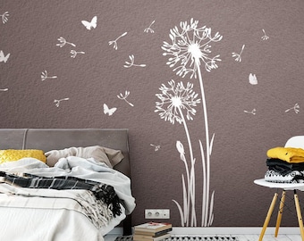 Wandtattoo Pusteblume Flugsamen Schmetterlinge Löwenzahn Wandsticker Wandaufkleber Wandbild Dandelion Wall Decal Vinyl Decor Z332
