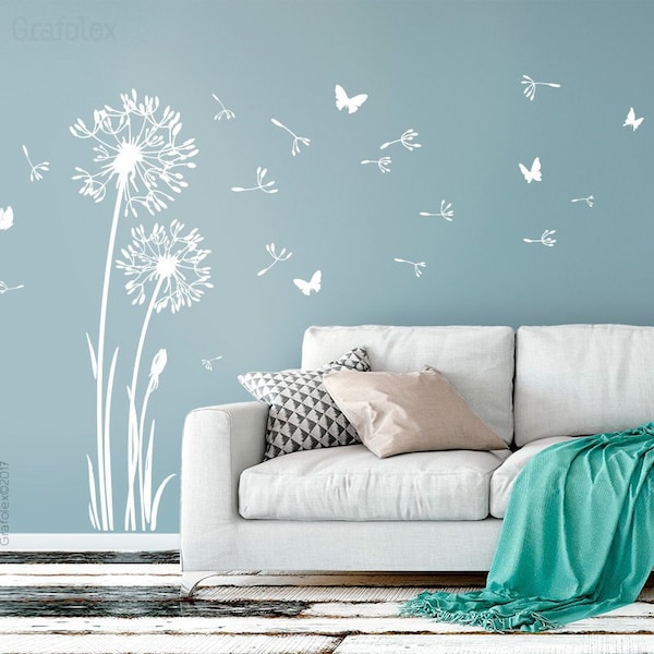 Wandtattoo Pusteblume Flugsamen Schmetterlinge Löwenzahn Wandsticker Wandaufkleber Wandbild Dandelion Wall Decal Vinyl Decor w332