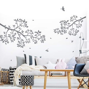 Wall decal branch with birds wall sticker wall sticker mural branch wall art decal vinyl decor w402