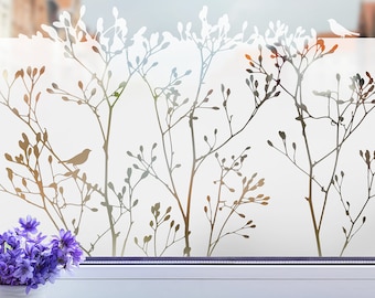 Self-adhesive window film with die-cut nature motif "grasses branches" privacy film frosted glass film g414