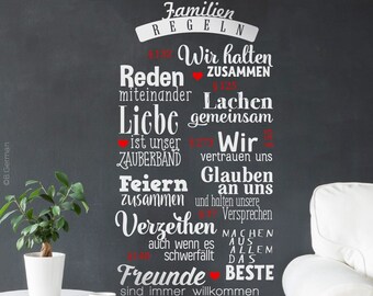 Wall sticker family rules. Wall stickers for living room. Motif ws27