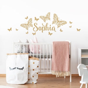 Wall tattoo desired name with butterflies girl name wall sticker wall sticker children's room wall tattoo sticker children wk02a