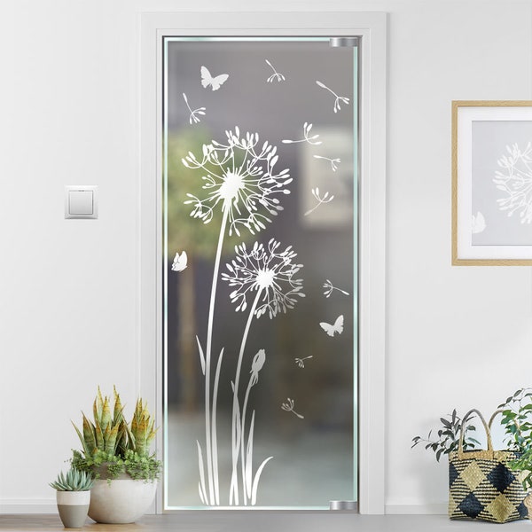Pissenlit décoration en verre porte en verre aspect sablé autocollant tatouage en verre pour porte fenêtre vitrine pissenlit pissenlit g332