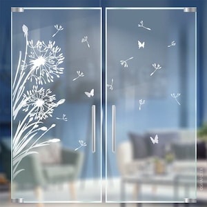 Pissenlit décor en verre autocollant de porte en verre tatouage en verre pour porte en verre fenêtre cabine de douche aspect sablé pissenlit g322