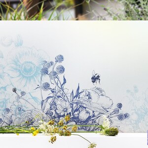 Modern creative window film. Printed privacy film. For windows and shop windows. Frosted glass film. Nature motif "Flowers" g803