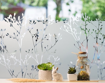Self-adhesive window film with die-cut nature motif "grasses branches" privacy film frosted glass film g414