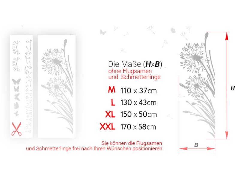 Wandtattoo 2x Pusteblumen + 25 Samen – Selbstklebend, Viele Farben & Größen, Für Wanddekoration