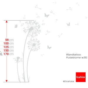 Wandtattoo Pusteblume Flugsamen Schmetterlinge Löwenzahn Wandsticker Wandaufkleber Wohnzimmer Dandelion Wall Decal Vinyl Decor w312 Bild 3