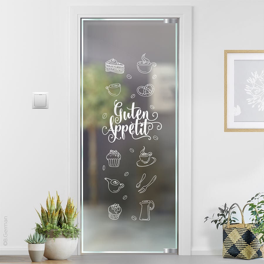 Bon Appetit glass door film sticker frosted glass film glass tattoo for door decor sandblasted look dining room g501