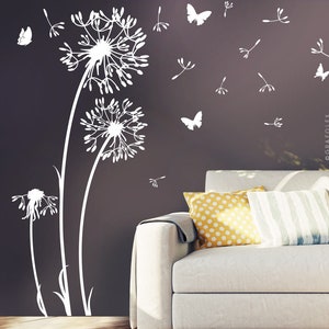 Wandtattoo Pusteblume Flugsamen Schmetterlinge Löwenzahn Wandsticker Wandaufkleber Wohnzimmer Dandelion Wall Decal Vinyl Decor w312 Bild 2