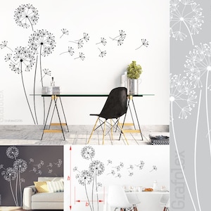 Wall tattoo dandelion with flying seeds, 151 cm high, dandelion wall sticker wall sticker home wall sticker creative decoration w317b image 4