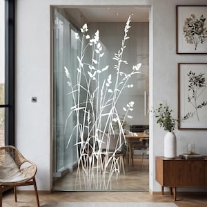 Film pour surfaces vitrées, portes vitrées et protections de passage avec motif « Herbe ». Film décoratif pour vitres et parois de douche. G532
