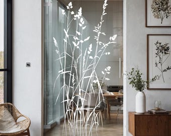 Pellicola per superfici in vetro, porte in vetro e guarnizioni per porte, con motivo "Grasses". Pellicola decorativa per pareti divisorie in vetro e box doccia. G532