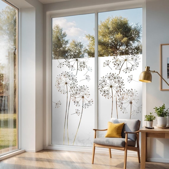 Fenster Folie, Sichtschutzfolie, Balkonfolie, Glastürfolie. Motiv Pusteblume