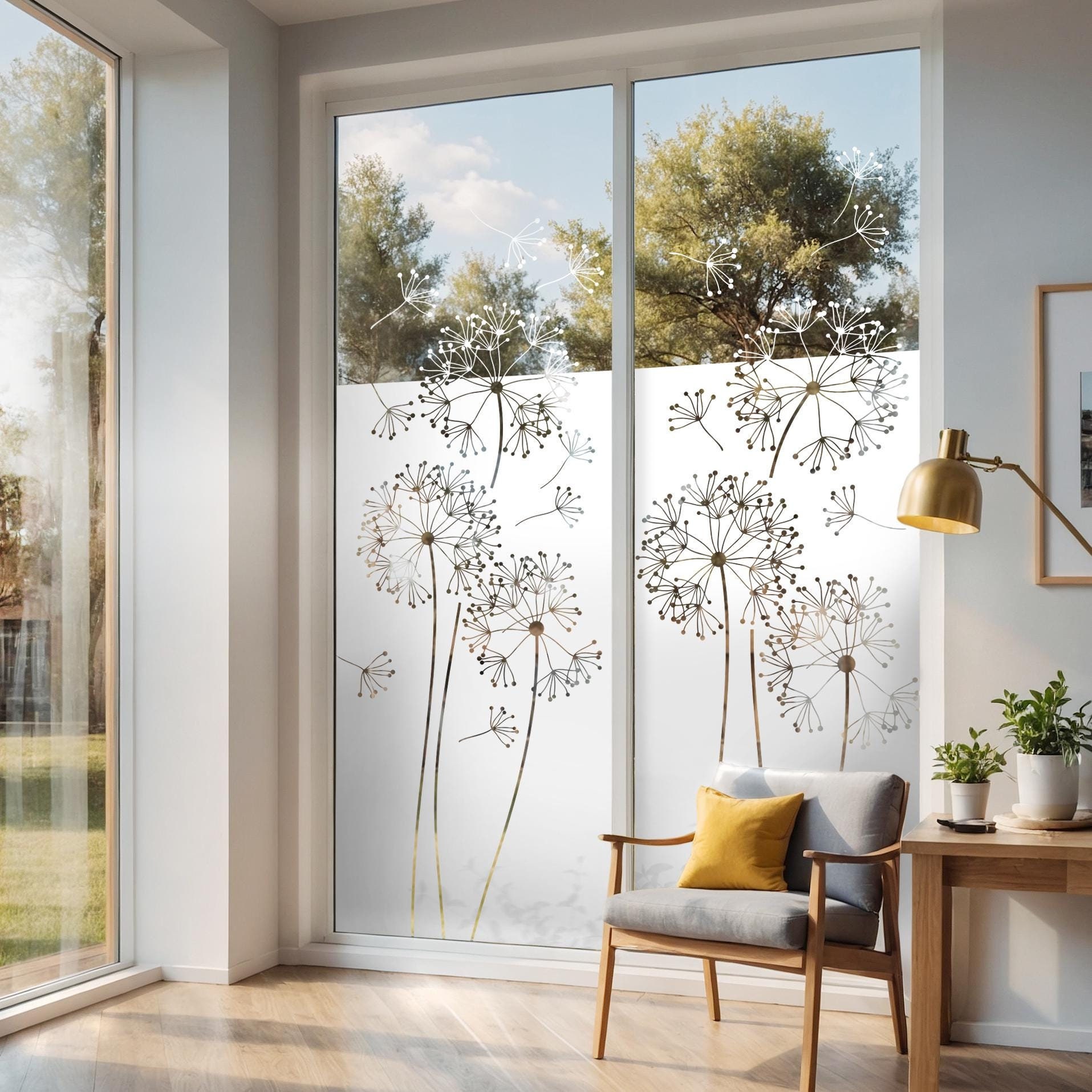 Fenster Folie, Sichtschutzfolie, Balkonfolie, Glastürfolie. Motiv Pusteblume