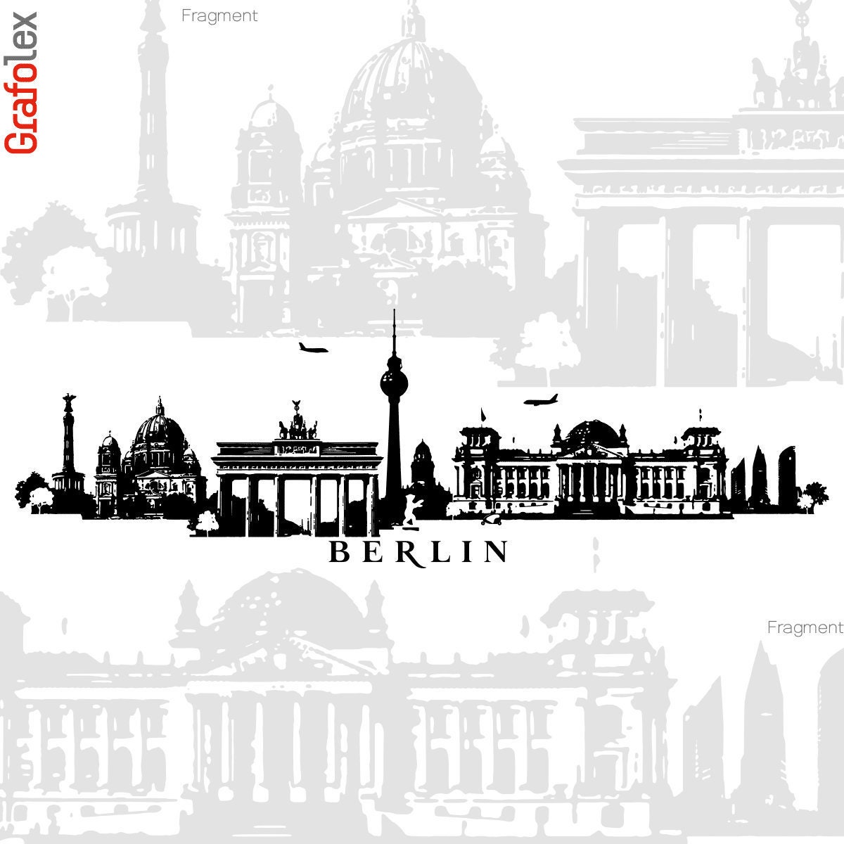 4 Wandsticker Panorama Sticker Berlin Skyline Wanddeko Größen Wandaufkleber Aufkleber Art w115 Motiv Wandtattoo Wall