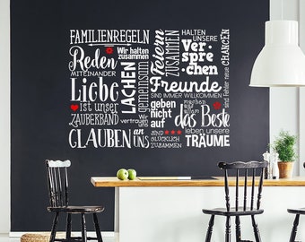 Wandtattoo Familienregeln Sprüche Familie Wohnzimmer Liebe Zuhause Wandaufkleber Wandsticker Wandbild Wand Regeln Sticker Aufkleber ws17q2