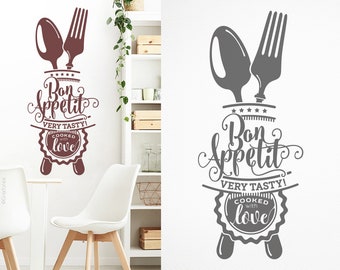 Wall tattoo Bon Appetit for kitchen, dining room, wall decal, cafe, very tasty, wall sticker, wall sticker, wall decoration, sticker w513
