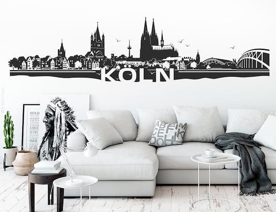 Walltattoo Skyline Cologne Backgroundless Contour Cut Shadow Etsy