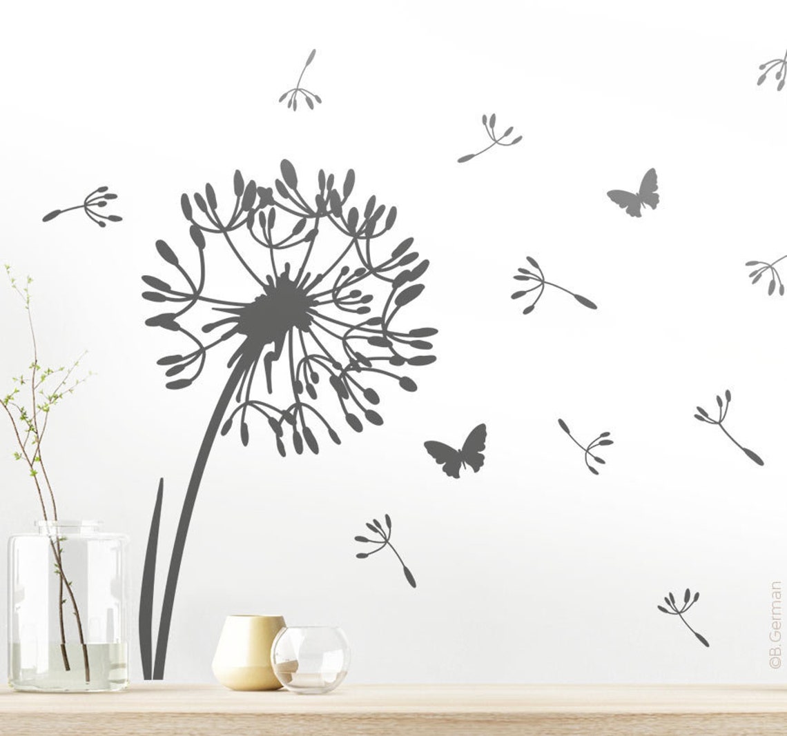 Wandtattoo Pusteblume Schmetterling