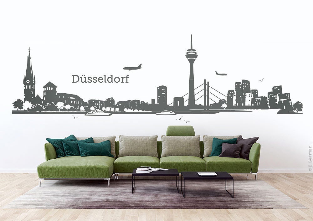 Tattoo Düsseldorf Etsy Sticker Wall Panorama City - Skyline W122b Norway Tattoo Silhouette Wall Wall Wall Sticker Sticker