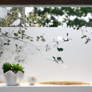 Privacy film. Creative window film. Frosted glass film. Motif &quot;Branches and bird&quot; g421