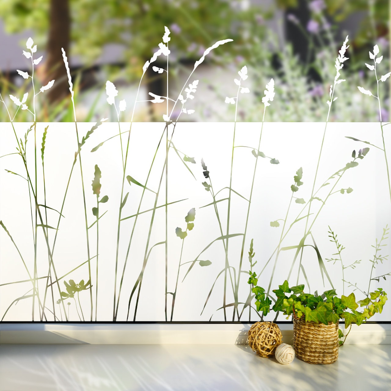 Fensterfolie Motiv Gräser. Kreative Sichtschutzfolie. Blickdicht und lichtdurchlässig G438