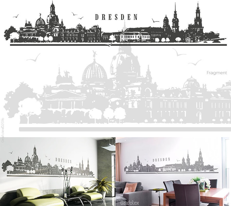 Wandtattoo Skyline Dresden Wandaufkleber Wandsticker Wanddeko Aufkleber Sticker 4 Größen Farbauswahl Motiv W114 Bild 5