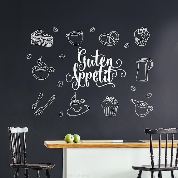 Wandtattoo 'Guten Appetit' – 90 X 35 Cm, Anthrazit, Selbstklebend, Für Tapete, Putz, Holz & Glas
