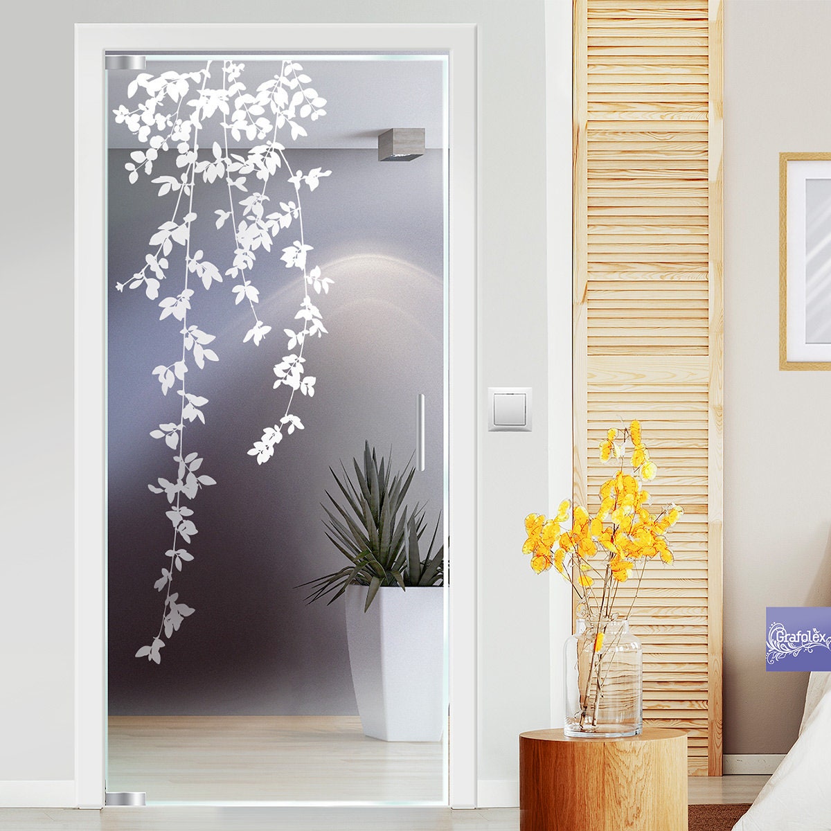 Hängepflanze Glasdekorfolie Glastür Folie Fensterfolie Türglas Aufkleber für Glas Tür Fenster Schaufenster Vogelschutzfolie Glasdekor g530