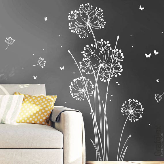 Wandtattoo Blumenranke Luna – Anthrazit, 50x37 Cm, Selbstklebend