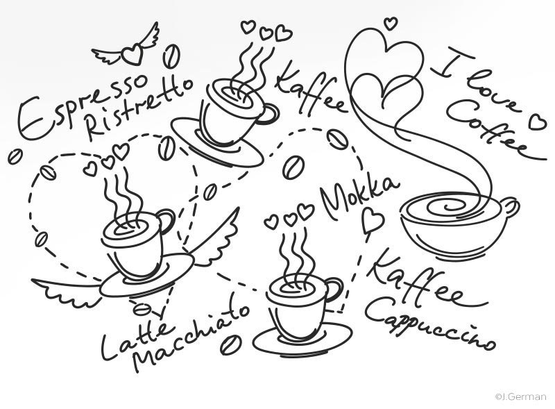 Indigos UG Wandtattoo „Kaffee“ – Selbstklebend, 80x79 Cm, Für Wohnzimmer, Küche, Büro