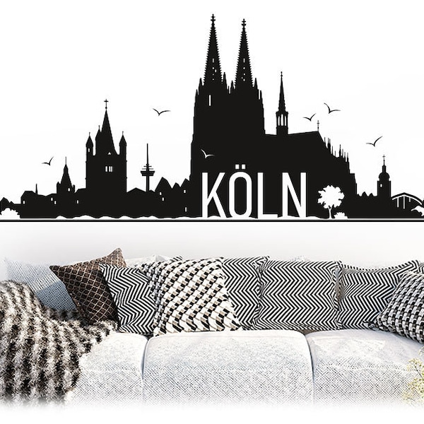 Köln Wandtattoo Skyline Silhouette Wandaufkleber Wandsticker Aufkleber Sticker Wand Tattoo Koeln Cologne w104