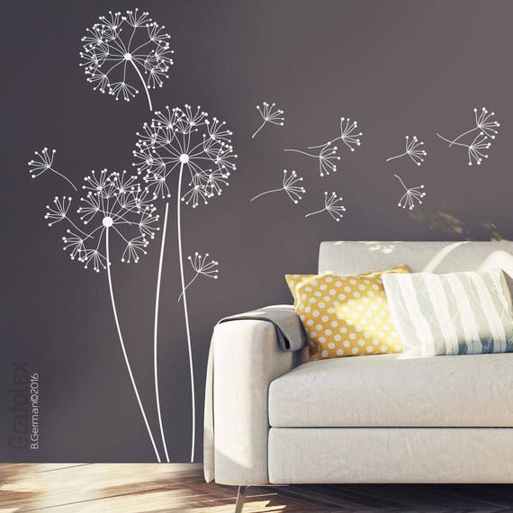 Einzigartig Etsy Wandtattoo Pusteblume Wandtattoo Pusteblume mit Flugsamen 151cm hoch Löwenzahn