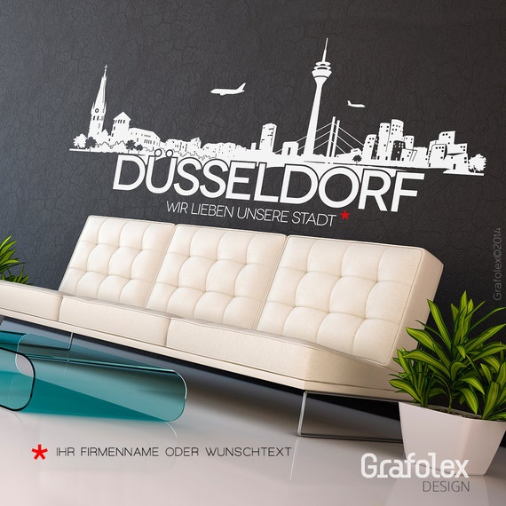 4 Aufkleber Wandtattoo Düsseldorf Farbauswahl Panorama Sticker Silhouette Skyline Wandaufkleber w112 Tattoo Größen Wand Wandsticker