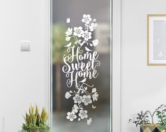 Home Sweet Home Glass Decor Glass Door Sandblast Look Sticker Glass Tattoo for Door Window Art Glass Decal gs18