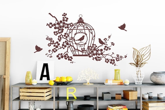Wandtattoo Vogelkäfig Mit Vögeln – 8 Aufkleber Zum Selber Gestalten (2 Bögen à 49x69 Cm)