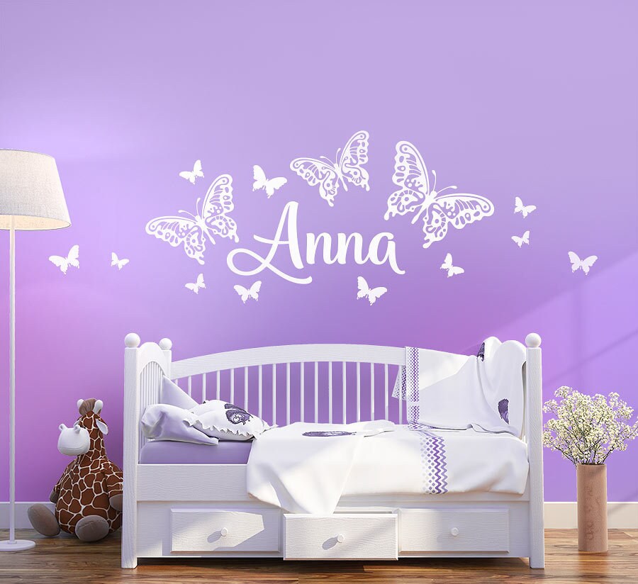 Sticker Mural Déco Personnalisé Papillon Avec Prénom – 50 Cm – Design Français
