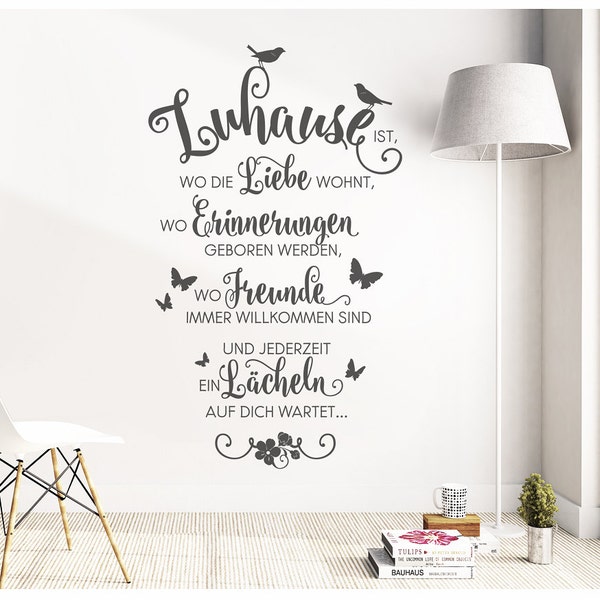 Wandtattoo Spruch Zuhause ist wo die Liebe wohnt...  Familie Zitat  Wandsticker Deko  Wandbild Wand Deko Sticker Aufkleber  ws10a