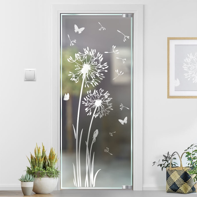 Löwenzahn Glasdekor Glastür Sandstrahloptik Aufkleber Glastattoo für Tür Fenster Schaufenster Pusteblume dandelion g332 zdjęcie 1