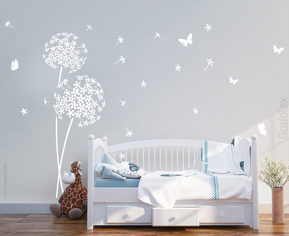 Wall Decal Flower Dandelion and Butterflies Wall Sticker Wall Sticker  Living Room Floral flower Dandelion Wall Decal Vinyl Decor W706 - Etsy  Sweden