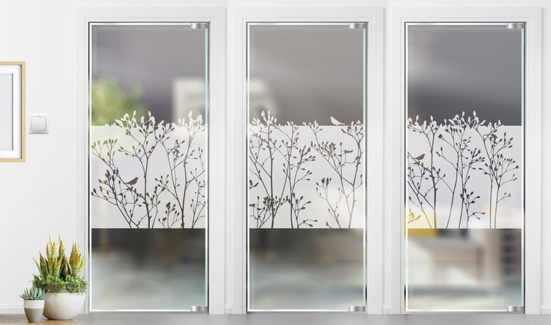 Gräser Äste Glasdekor Fenster Sichtschutz Folie Aufkleber Etsy