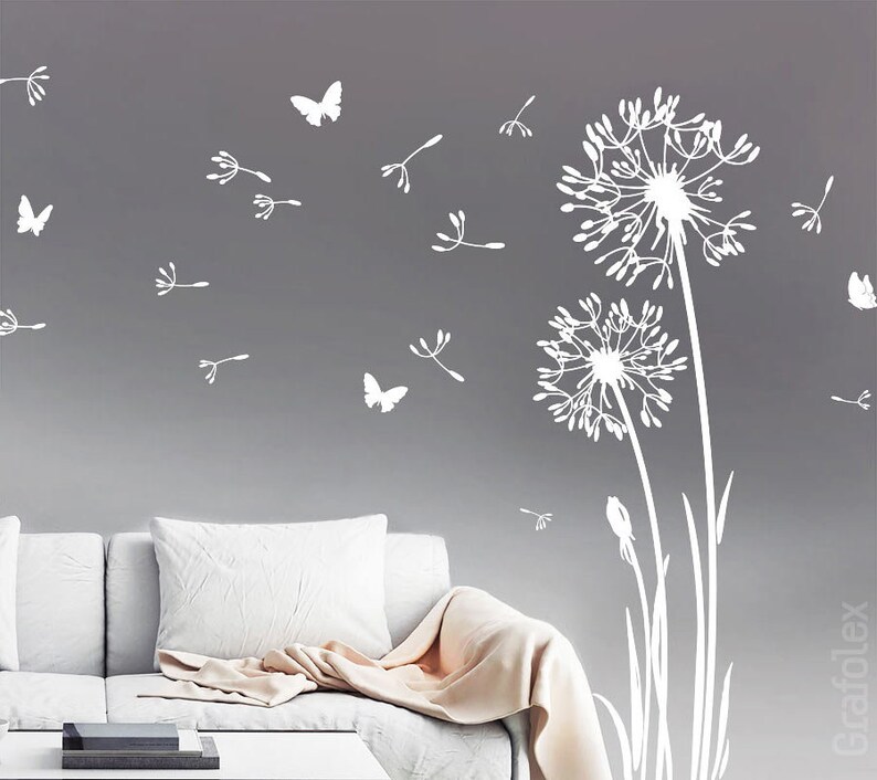 Wandtattoo Pusteblume Flugsamen Schmetterlinge Löwenzahn Wandsticker Wandaufkleber Wandbild Dandelion Wall Decal Vinyl Decor Z332 Bild 5