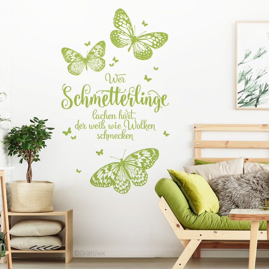 Wandtattoo Spruch Zitate Wer Schmetterlinge lachen hört, der weiß wie