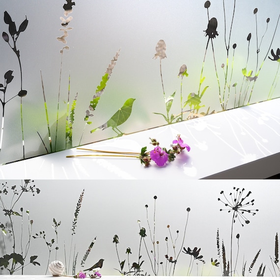 Fensterfolie Sichtschutzfolie Aufkleber Sandstrahloptik selbstklebend  blickdicht Fenster Folie Gras Blume -  Österreich
