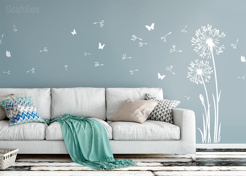 Wandtattoo Pusteblume Flugsamen Schmetterlinge Löwenzahn Wandsticker Wandaufkleber Wandbild Dandelion Wall Decal Vinyl Decor Z332 Bild 2